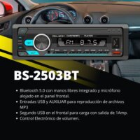 Autorradio BELSON BS-2503BT con bluetooth, radio FM con 2 USB, kit manos  libres 5.0. y reproductor de MP3 USB - Norauto